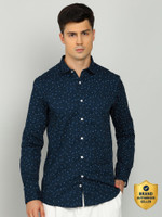 Allen Solly Men Printed Casual Blue Shirt