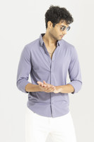 Snitch Men Solid Casual Purple Shirt