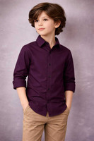 LITTLE iBBU Boys Solid Casual Purple Shirt Flipkart Deal