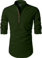 Nofilter Men Solid Straight Kurta(Dark Green)