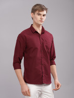 Uzmax Men Solid Casual Maroon Shirt