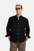 Snitch Men Solid Casual Black Shirt