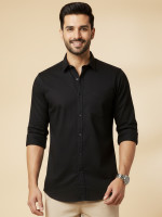 METRONAUT Men Solid Casual Black Shirt