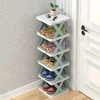 TEXON 5 LAYER FOLDABLE SHOE RACK Plastic Shoe Stand(Multicolor, 6 Shelves, Pre-assembled)