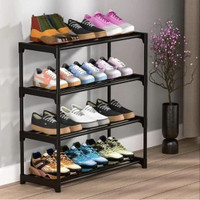 LEZOMZY 4 Layer Multipurpose Plastic Storage Rack Plastic Shoe Rack(matte finish, 4 Shelves, DIY(Do-It-Yourself))