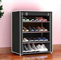 Palkolink na Plastic Shoe Stand(black, 4 Shelves, DIY(Do-It-Yourself))