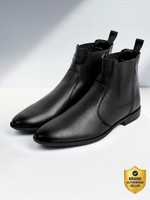 LOUIS STITCH Handmade Obsidian Black Chelsea Boots for Riding Biking for Men - RGCL - UK 6 Boots For Men(Black , 6)