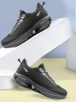 asian Sneaker | Soft Cushioned Insole, Slip-Resistance Training & Gym Running Shoes For Men(Black , 9)