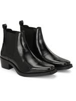 Delize Cow Boy Ankle Boots For Men(Black , 9)