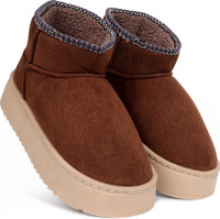 Cassiey Comfortable Indoor/Outdoor Winter Snow Boot |Girls Winter Fur Shoes Casuals For Women(Khaki , 5)