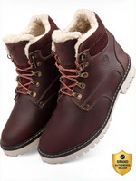 bacca bucci MOSCOW Leather Boots for Bikers Riders Trekking Trail & Hiking with Fur Lining Boots For Men(Maroon , 7)