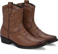 Delize Cow Boy High Ankle Boots For Men(Brown , 7)