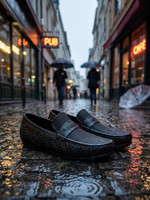AJANTA Black Formal Shoes for Men, Men’s PVC Loafers, Lightweight Slip-On Casual Shoes Loafers For Men(Black , 7)