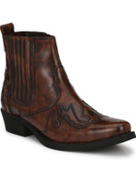 Delize Cow Boy Ankle Boots For Men(Brown , 10)