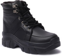 VENDOZ Ankle Length Stylish Casual Boots For Women(Black , 7)