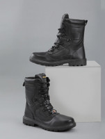 LIBERTY Combat Genuine Leather Military Men's Boots - High Ankle Boots For Men(Black , 8)