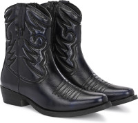 Delize Cowboy Ankle Boots For Men(Blue , 11)