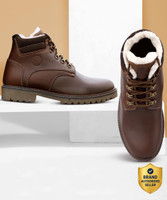 bacca bucci MOSCOW Leather Boots for Bikers Riders Trekking Trail & Hiking with Fur Lining Boots For Men(Brown , 7)