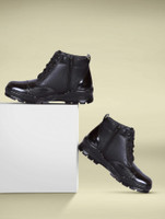 ERIX Pure Leather Police/Army/Official Officer Class/NCC/ driving/daily use Boots For Men(Black , 10)