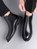 D GOT Men Chelsea Slip-On Synthetic Leather Comfortable and Light Weight Boots For Men(Black , 6)