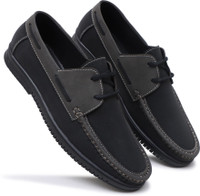 SHUAN Boat Shoes For Men(Black , 8)