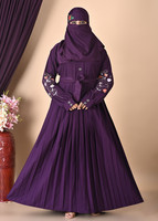 ES Safwan Dresses Cotton Blend Solid Burqa With Hijab(Purple)