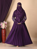 ES Safwan Dresses Cotton Blend Solid Burqa With Hijab(Purple)
