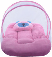 GANGAWANI Cotton Infants Washable plain pink mosquito net cover Mosquito Net(Pink, Bed Box)