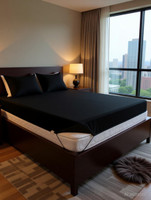 Paaroots Polycotton King Fitted (Elastic) 1 TC Solid 1 Bedsheet(Black)