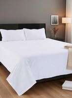 Om Trading Cotton Double Flat 220 TC Printed 1 Summer Bedsheet with 2 Pillow Covers(White)