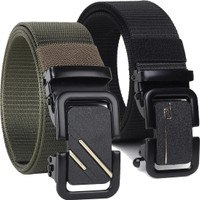 PROVOGUE Men Casual, Formal, Evening, Party Green, Black Nylon Belt
