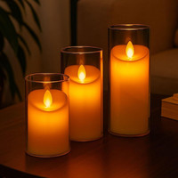 Drisona' Battery Operated Flickering Pillar Candle Looks Like Real Candle(Yellow, Pack of 3)