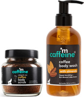 mCaffeine Coffee Body Scrub & Almond Body Wash|De Tan Exfoliation & Tan Removal(2 Items in the set)
