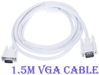 VGA Cable 1.5 m Projector TFT Cable TV-out Cable CPU To Monitor Adapter Cable 1.5 m VGA Cable(Compatible with COMPUTER, LAPTOP, TV, PROJECTOR, MONITOR, PC, CCTV, White)