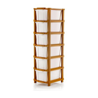 AK10ZONE 6 Compartments Plastic 6 Tier Multipurpose Modular Drawer Storage Rack(White, Brown)