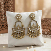 ShubhLabh Jewels Royal Pearl Chandbali Earrings Alloy Chandbali Earring, Chandbali Earring