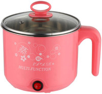DERIKE Electric Mini Cooker Kettle with Glass Lid Base Concealed Base Cooking Pot Travel Cooker(1.5 L, Multi Color)