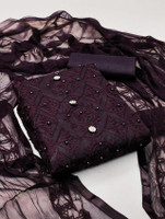 ALL IN ONE Cotton Blend Embroidered Kurta & Churidar Material