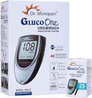 Dr. Morepen GlucoOne Blood Glucose Monitor Model BG 03 with 25 Strips Glucometer(White, gray)