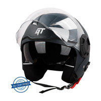 Steelbird GT Dashing ISI Certified Open Face for Men & Women with Inner Sun Shield Motorbike Helmet(Dashing Black)