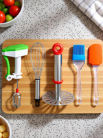 OMORTEX Masher Whisk Spatula & Brush (Pack Of 5) Kitchen Tool Set(Multicolor, Blender, Brush, Masher, Spatula, Whisk)