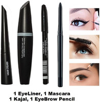 RVLIPS Beauty Professionals Gel Eyeliner, Eyebrow Pencil, Pencil Kajal & Mascara Black(5 Items in the set)