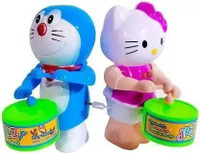 PRVPASHION Dancing Musical Drum Toy Key Operated - Fun Toy for Kids (Hello Kitty) Pack of 2(Multicolor)