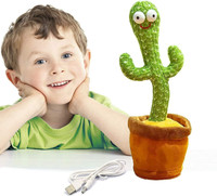 Oxhox Dancing Cactus Talking Toy, Cactus Plush Toy, Wriggle & Singing Repeat Recording(Green)