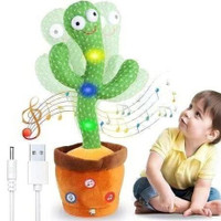 TAPUJI Dancing & Singing Cactus with Lighting, Voice Recording & Repeat Words Kids Toy(Green)