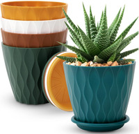 Yamunex Unique Flower Pots for Home Planters,Garden Etc(Pack of 05,Multicolor) Plastic Vase(6 inch, Multicolor)