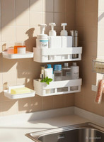 PIURA Pack Of 4 Multipurpose Plastic Bathroom Kitchen Office Organizer Rack Plastic Wall Shelf(Number of Shelves - 4, White)