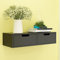 CraftOnline Wall Shelf with Drawer for Living Room, Storage and Home Decorative RED Wooden, MDF (Medium Density Fiber) Wall Shelf(Number of Shelves - 2, Black)