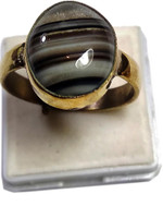 GenZcomplex Natural Sulemani Ring 9.25-10.25 Ratti Certified Agate Ring Sulemani Hakik Ring Alloy Agate Gold Plated Ring