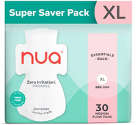 Nua Complete Comfort 30 Medium Flow XL | Essentials Pack | 4X Comfort Sanitary Pad(Pack of 30)